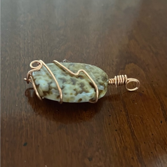 NWT Handmade Copper Wrapped Brown and Beige Stone - Picture 2 of 2